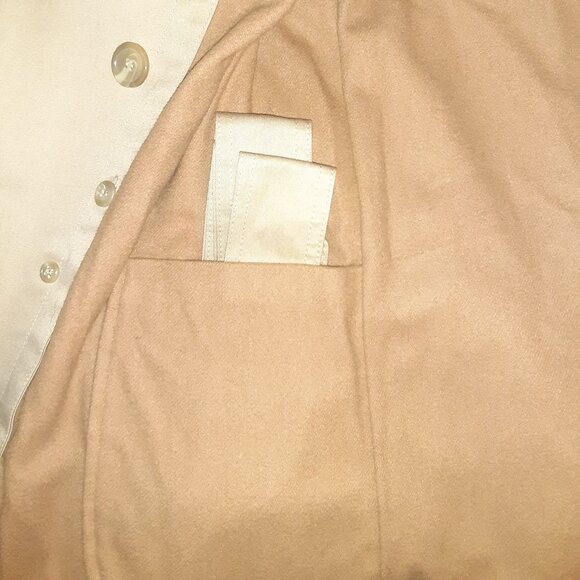 Khaki Tan Lined Camel Hair Over Coat / Trench * Evan-Picone * Details * Sz 10? - Picture 5 of 14